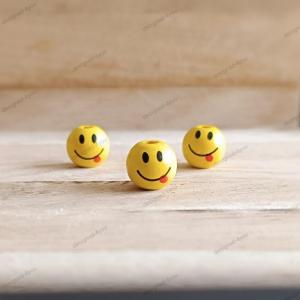 Holzperle 12 mm SMILEY lecker No 2 gelb